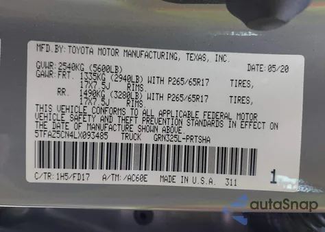 2020 Toyota Tacoma Trd Sport from USA, damaged, VIN 5TFAZ5CN4LX093485